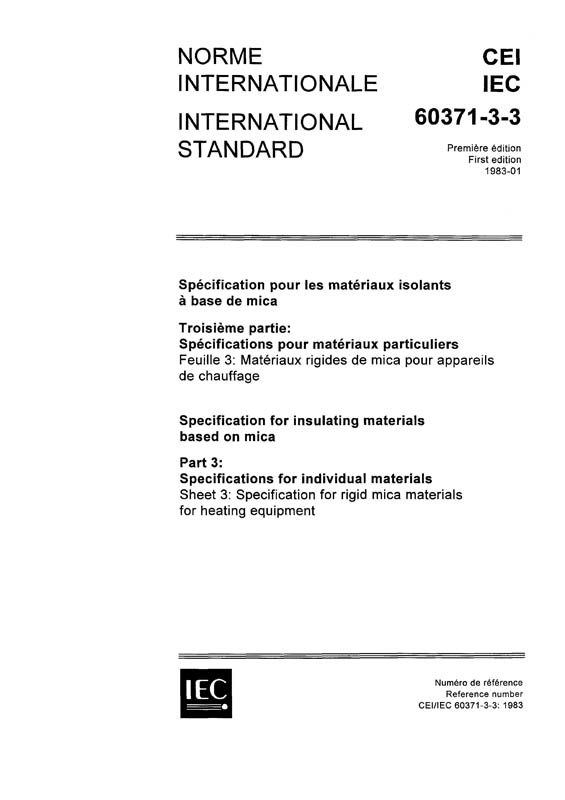 Cover IEC 60371-3-3:1983